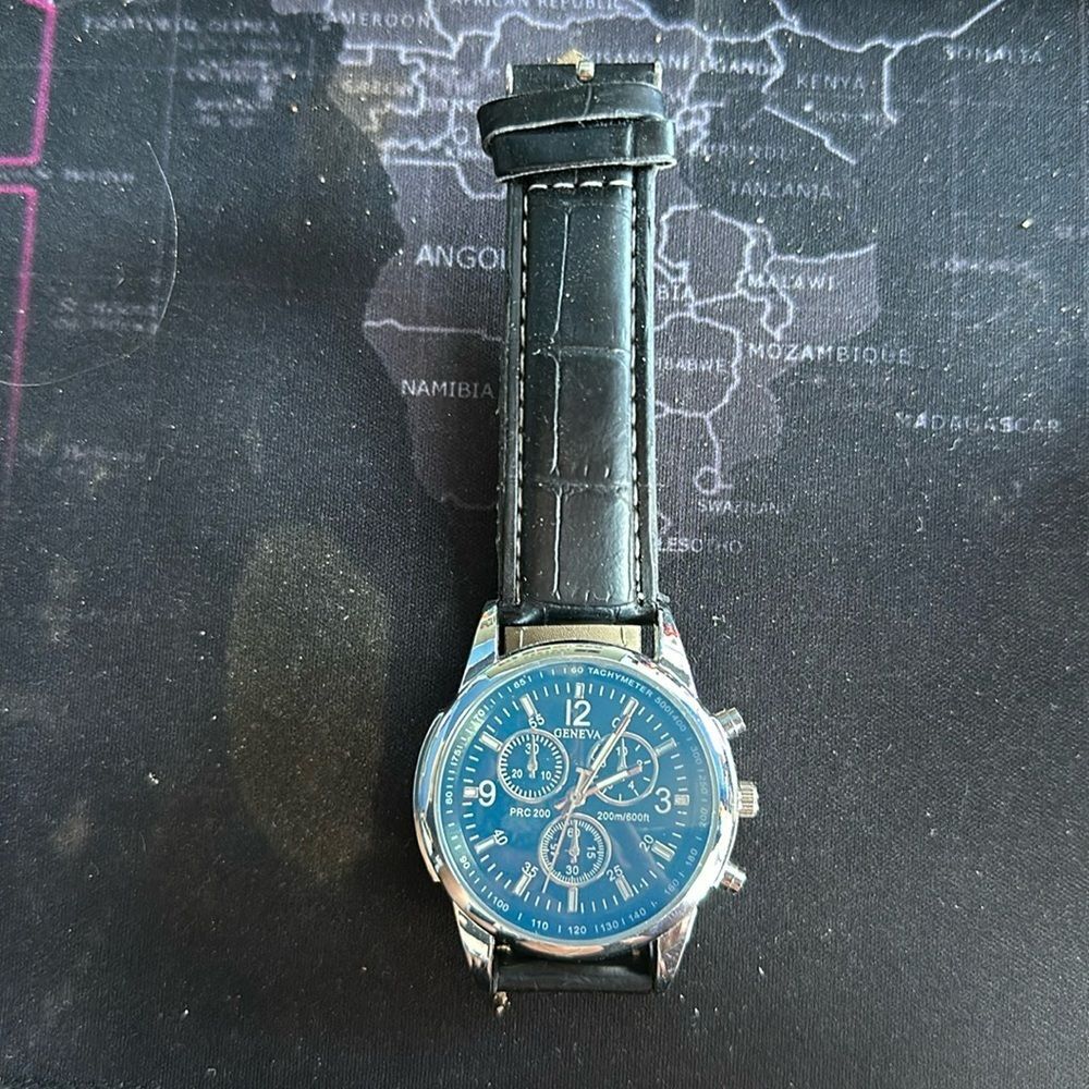 Geneva Men’s Quartz Watch Black Dial & Strap Classic Business Analog Wristwatch